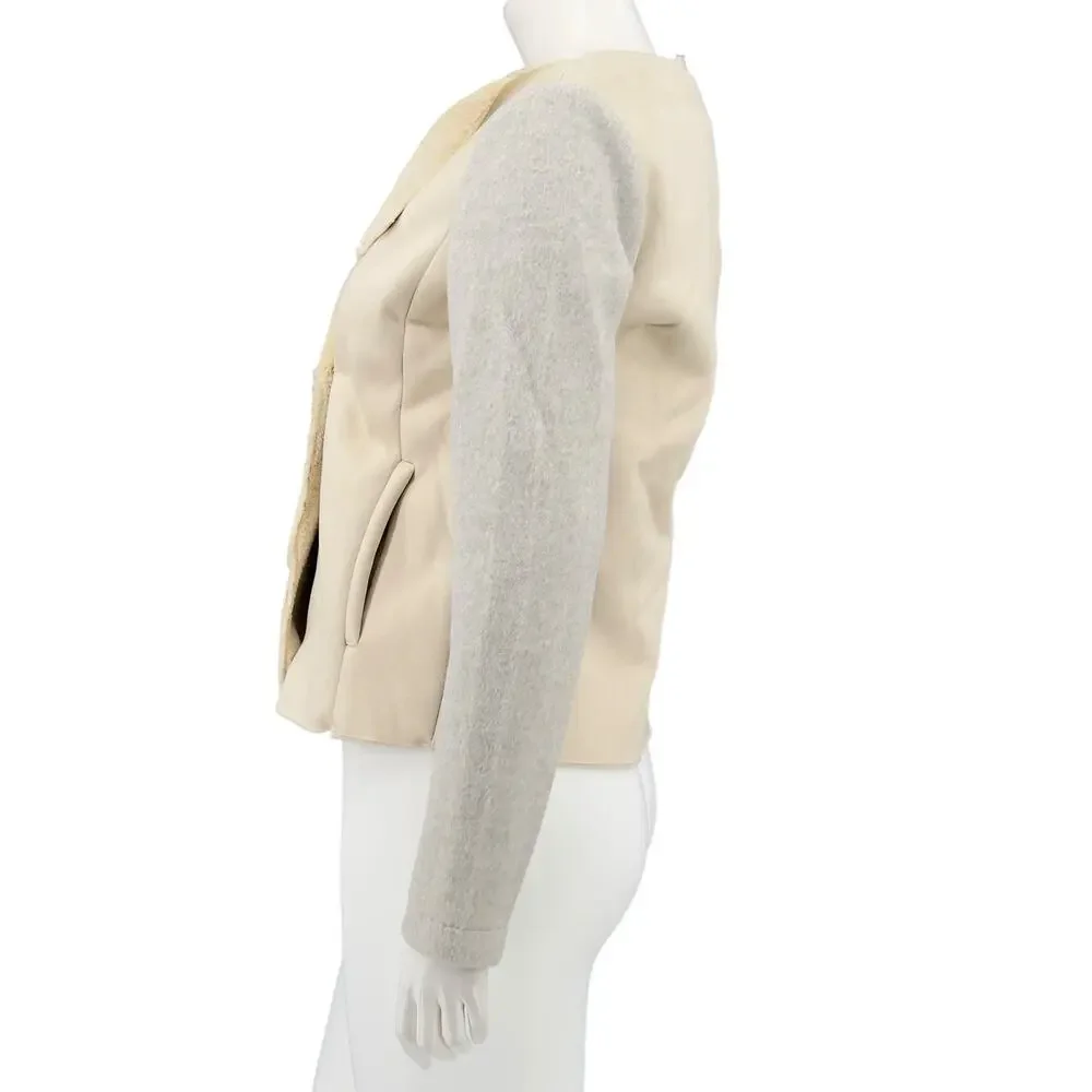 BB‎ Dakota Jacket Womens Small Tan Bone Glenna Sueded Blazer Sherpa Office Work